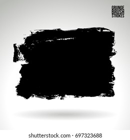 Black brush stroke and texture. Grunge vector abstract hand - painted element. Underline and border design.
