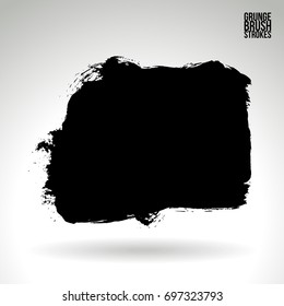 Black brush stroke and texture. Grunge vector abstract hand - painted element. Underline and border design.