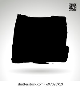 Black brush stroke and texture. Grunge vector abstract hand - painted element. Underline and border design.