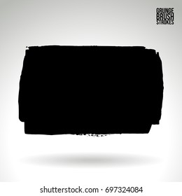 Black brush stroke and texture. Grunge vector abstract hand - painted element. Underline and border design.
