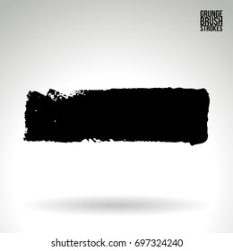 Black brush stroke and texture. Grunge vector abstract hand - painted element. Underline and border design.