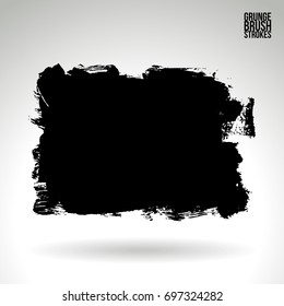 Black brush stroke and texture. Grunge vector abstract hand - painted element. Underline and border design.