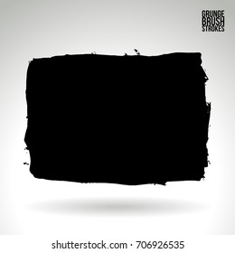 Black brush stroke and texture. Grunge vector abstract hand - painted element. Underline and border design.
