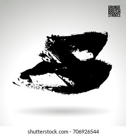 Black brush stroke and texture. Grunge vector abstract hand - painted element. Underline and border design.