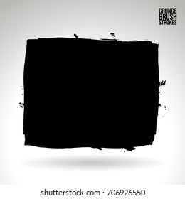 Black brush stroke and texture. Grunge vector abstract hand - painted element. Underline and border design.