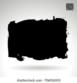 Black brush stroke and texture. Grunge vector abstract hand - painted element. Underline and border design.