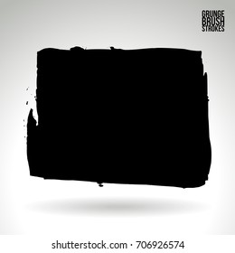 Black brush stroke and texture. Grunge vector abstract hand - painted element. Underline and border design.