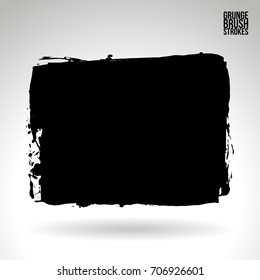 Black brush stroke and texture. Grunge vector abstract hand - painted element. Underline and border design.