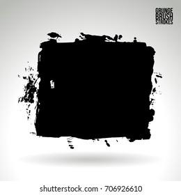 Black brush stroke and texture. Grunge vector abstract hand - painted element. Underline and border design.