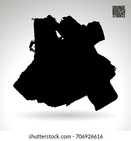 Black brush stroke and texture. Grunge vector abstract hand - painted element. Underline and border design.