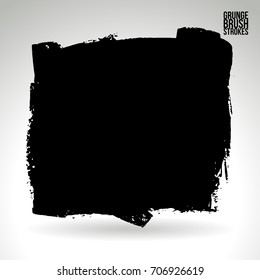 Black brush stroke and texture. Grunge vector abstract hand - painted element. Underline and border design.