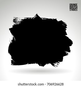 Black brush stroke and texture. Grunge vector abstract hand - painted element. Underline and border design.