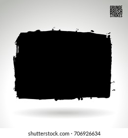 Black brush stroke and texture. Grunge vector abstract hand - painted element. Underline and border design.