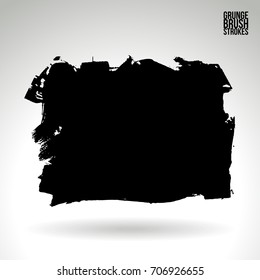 Black brush stroke and texture. Grunge vector abstract hand - painted element. Underline and border design.