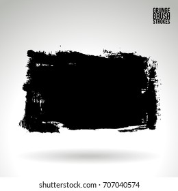 Black brush stroke and texture. Grunge vector abstract hand - painted element. Underline and border design.