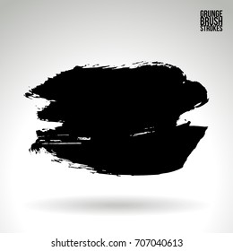 Black brush stroke and texture. Grunge vector abstract hand - painted element. Underline and border design.