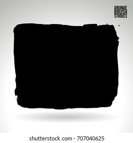 Black brush stroke and texture. Grunge vector abstract hand - painted element. Underline and border design.