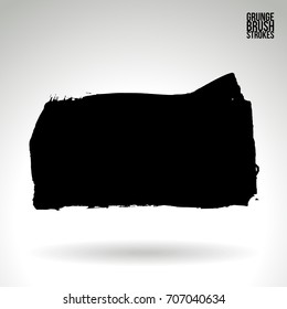 Black brush stroke and texture. Grunge vector abstract hand - painted element. Underline and border design.