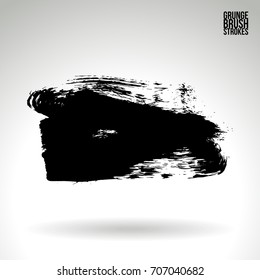 Black brush stroke and texture. Grunge vector abstract hand - painted element. Underline and border design.