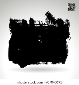 Black brush stroke and texture. Grunge vector abstract hand - painted element. Underline and border design.