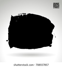 Black brush stroke and texture. Grunge vector abstract hand - painted element. Underline and border design.
