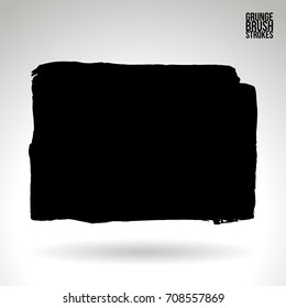 Black brush stroke and texture. Grunge vector abstract hand - painted element. Underline and border design.