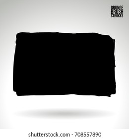 Black brush stroke and texture. Grunge vector abstract hand - painted element. Underline and border design.