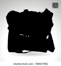 Black brush stroke and texture. Grunge vector abstract hand - painted element. Underline and border design.