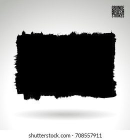 Black brush stroke and texture. Grunge vector abstract hand - painted element. Underline and border design.