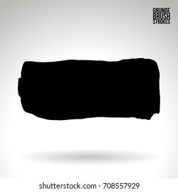 Black brush stroke and texture. Grunge vector abstract hand - painted element. Underline and border design.