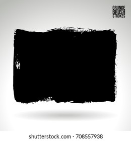 Black brush stroke and texture. Grunge vector abstract hand - painted element. Underline and border design.