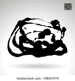 Black brush stroke and texture. Grunge vector abstract hand - painted element. Underline and border design.
