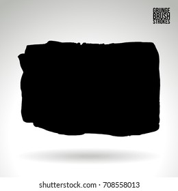Black brush stroke and texture. Grunge vector abstract hand - painted element. Underline and border design.