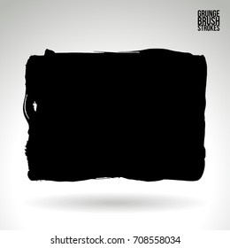 Black brush stroke and texture. Grunge vector abstract hand - painted element. Underline and border design.