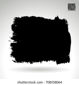 Black brush stroke and texture. Grunge vector abstract hand - painted element. Underline and border design.