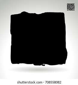 Black brush stroke and texture. Grunge vector abstract hand - painted element. Underline and border design.