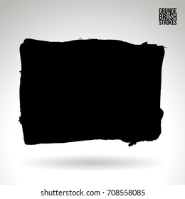 Black brush stroke and texture. Grunge vector abstract hand - painted element. Underline and border design.