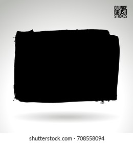 Black brush stroke and texture. Grunge vector abstract hand - painted element. Underline and border design.