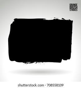 Black brush stroke and texture. Grunge vector abstract hand - painted element. Underline and border design.