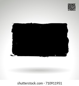 Black brush stroke and texture. Grunge vector abstract hand - painted element. Underline and border design.