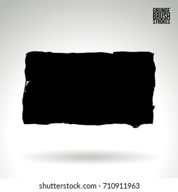 Black brush stroke and texture. Grunge vector abstract hand - painted element. Underline and border design.
