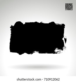 Black brush stroke and texture. Grunge vector abstract hand - painted element. Underline and border design.