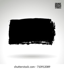 Black brush stroke and texture. Grunge vector abstract hand - painted element. Underline and border design.
