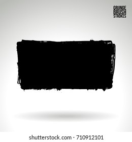 Black brush stroke and texture. Grunge vector abstract hand - painted element. Underline and border design.