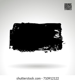 Black brush stroke and texture. Grunge vector abstract hand - painted element. Underline and border design.