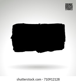 Black brush stroke and texture. Grunge vector abstract hand - painted element. Underline and border design.