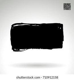 Black brush stroke and texture. Grunge vector abstract hand - painted element. Underline and border design.