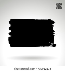 Black brush stroke and texture. Grunge vector abstract hand - painted element. Underline and border design.