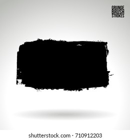 Black brush stroke and texture. Grunge vector abstract hand - painted element. Underline and border design.