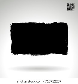 Black brush stroke and texture. Grunge vector abstract hand - painted element. Underline and border design.